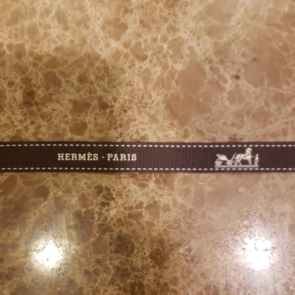 Authentic Hermes • Paris Gift Wrap Brown LONG Ribbon String 54" - Picture 2 of 2